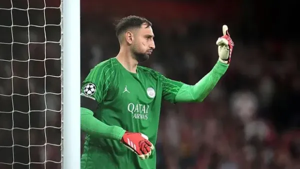 Paris Saint Germain goalkeeper Gianluigi Donnarumma during the UEFA Champions League semi final, first leg match at the Emirates Stadium, London. Picture date: Tuesday April 29, 2025. (Photo by Adam Davy/PA Images via Getty Images)