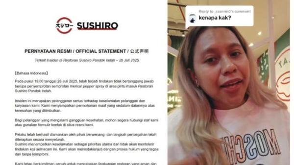 KLARIFIKASI SUSHIRO - Restoran Sushiro memberikan klarifikasinya terkait kejadian viral pengunjung diminta keluar restoran.