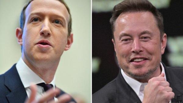(FILES) (COMBO/FILES) Kombinasi file foto yang dibuat pada 22 Juni 2023 ini menunjukkan SpaceX, X (ex-Twitter) dan CEO pembuat mobil listrik Tesla Elon Musk selama kunjungannya di pameran teknologi dan inovasi Vivatech di Porte pusat pameran de Versailles di Paris pada 16 Juni 2023 (kanan) dan pendiri Facebook Mark Zuckerberg bersaksi di hadapan House Financial Services Committee di Rayburn House Office Building di Washington, DC pada 23 Oktober 2019. <div class=