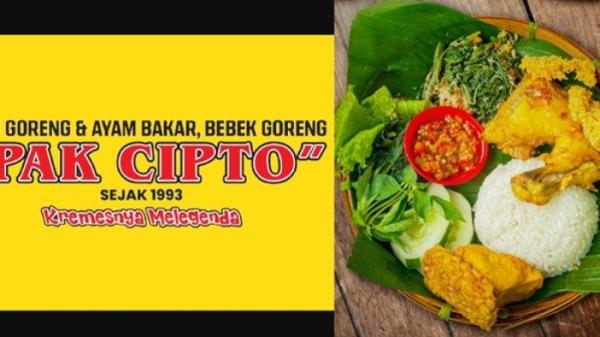 KULINER LEGEND SOLO - Logo dan menu di RM Pak Cipto Solo, Jawa Tengah, beberapa waktu lalu. Begini sejarah Ayam Goreng Pak Cipto yang legendaris.