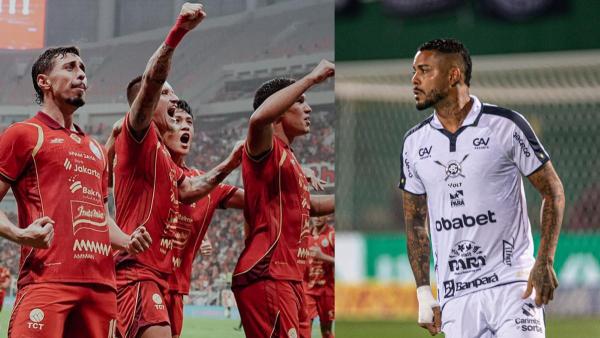 BURSA TRANSFER PERSIJA JAKARTA - Para pemain Persija Jakarta saat melakoni laga pramusim sekaligus launching tim kontra Arema FC di Jakarta International Stadium, 26 Juli 2025 (kiri) dan potret Maxwell Souza (kanan). Maxwell Souza semakin dekat merapat ke Persija Jakarta, presentase gabung 88 persen.