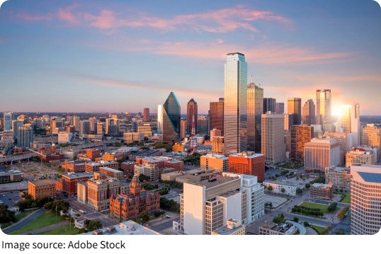 Ngắm Dallas rực rỡ từ mây
