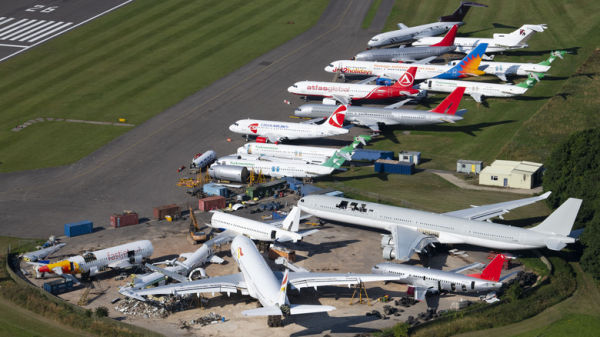 Boeing 747s staged at airport