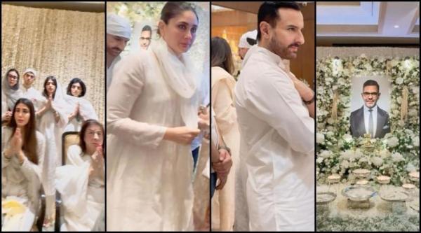 Ex-wife Karisma Kapoor looks heartbroken at Sunjay Kapur's prayer meet as she offers condolences with Priya Sachdev; Kareena Kapoor, Saif Ali Khan, Neha Dhupia also attend