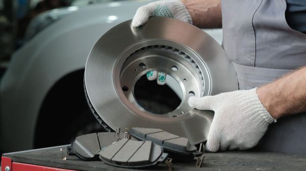 Brake disc with pads removed