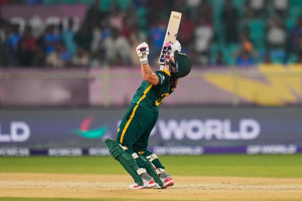South Africa’s Nadine de Klerk celebrates after hitting the winning runs. South Africa’s Nadine de Klerk celebrates after hitting the winning runs.