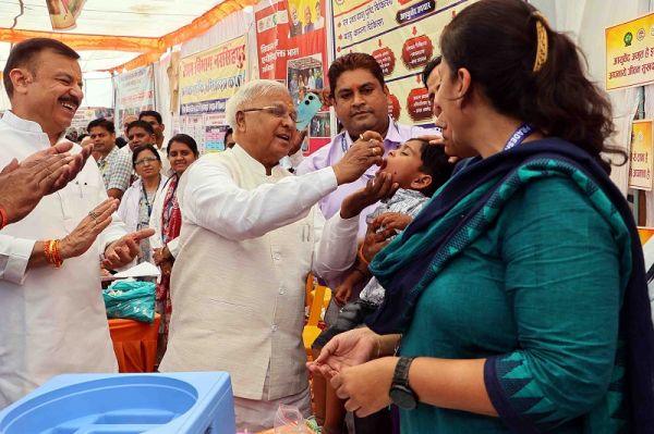 Two drops of polio medicine were given to children from newborn to 5 years of age.