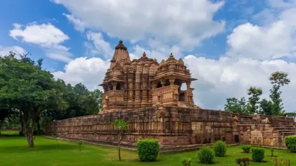 Famous Khajuraho temples with intricate carvings and sculptures