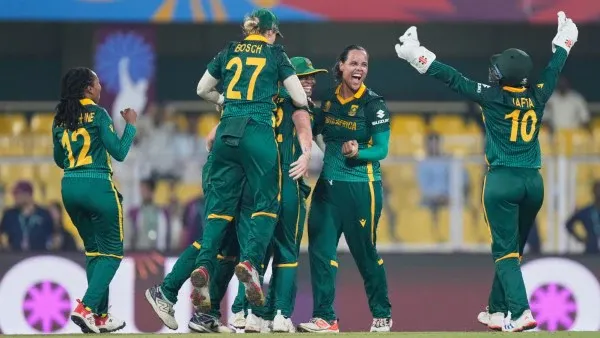 Elated South African players after reaching Women's World Cup 2025 final. (PHOTO: AP)