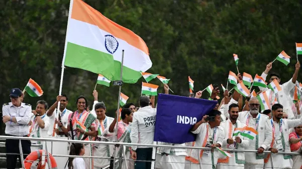 Pv Sindhu Flag Bearer Of Indian Team With The Indian Contigent During The Opening Ceremony Of Paris 143844842 16x9 Pv Sindhu Flag Bearer Of Indian Team With The Indian Contigent During The Opening Ceremony Of Paris 143844842 16x9
