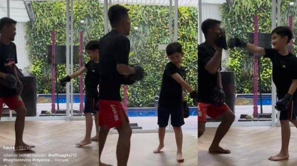 Rafathar saat berlatih beladiri pada juara MMA.