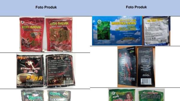 PRODUK ILEGAL - Produk-produk yang ditarik BPOM RI hasil pengawasan per April 2025. Sebanyak 15 produk obat bahan alam (OBA) yang terbukti mengandung bahan kimia obat (BKO), seperti Kopi Badak, Kopi Goee, Bintang Dua Mustika Dewa hingga Pinang Muda.