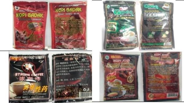 PRODUK ILEGAL - Empat (4) produk obat bahan alam (OBA) jenis kopi yang terbukti mengandung bahan kimia obat (BKO) berdasarkan temuan BPOM per April 2025. Keempat produk tersebut, yaitu Kopi Badak, BMSW Strong Coffee, Kopi Goee Kopi dan Joss Super Jantan.