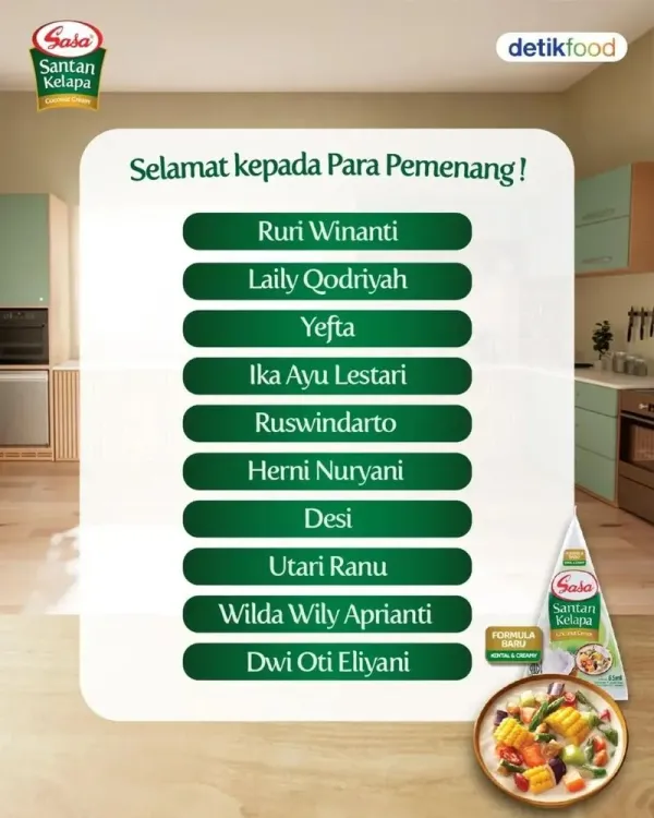 Pemenang Master Resep 10 Pemenang Master Resep 'Cerita Lodeh Nusantara Bersama Sasa Santan'