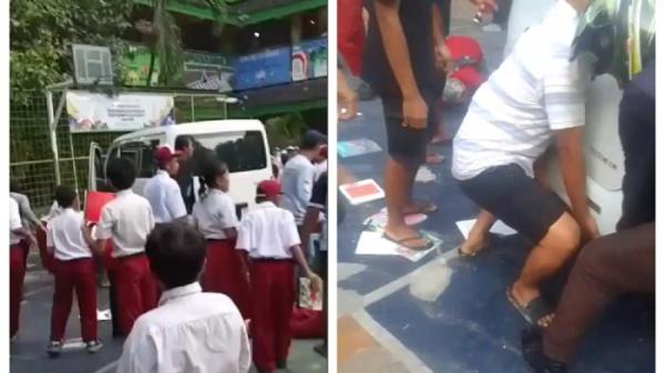 TABRAK SISWA - Mobil MBG menabrak sejumlah siswa SD saat berada di lapangan upacara di kawasan Kalibaru, Cilincing, Jakarta Utara pada Kamis (11/12/2025).