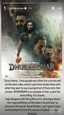 Hrithik reviews Dhurandhar Hrithik reviews Dhurandhar