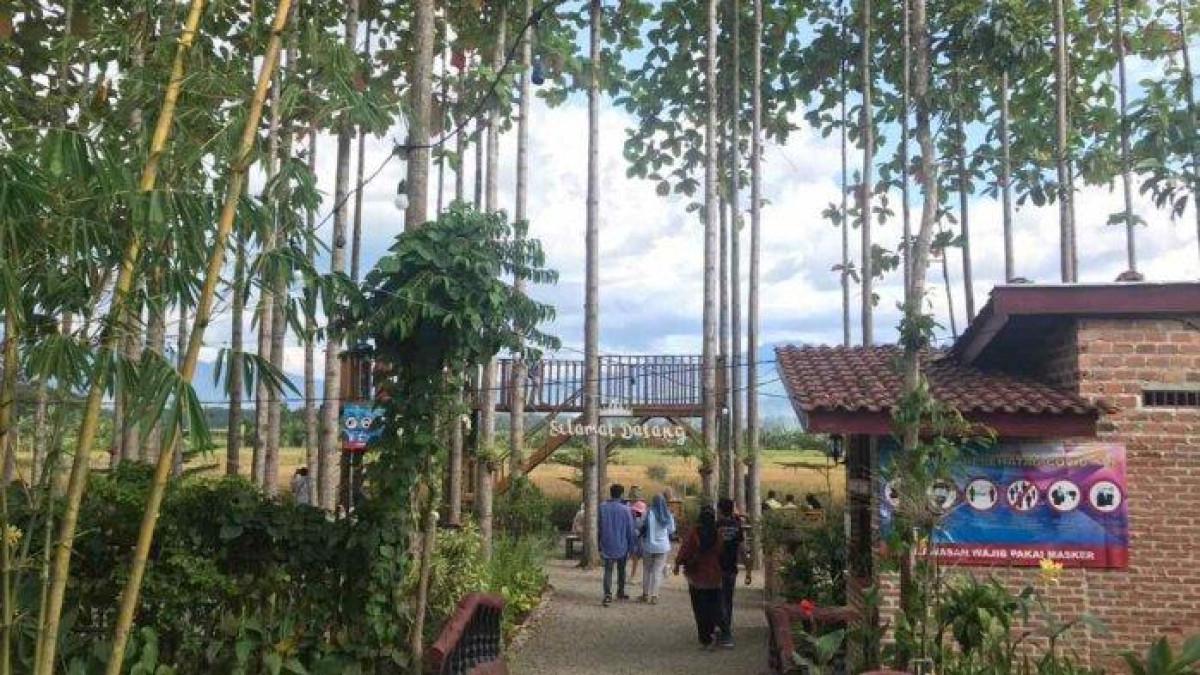 WISATA LAMPUNG - Suasana pintu masuk Agrowisata BMJ di Lampung yang hits, Selasa (23/9/2029).