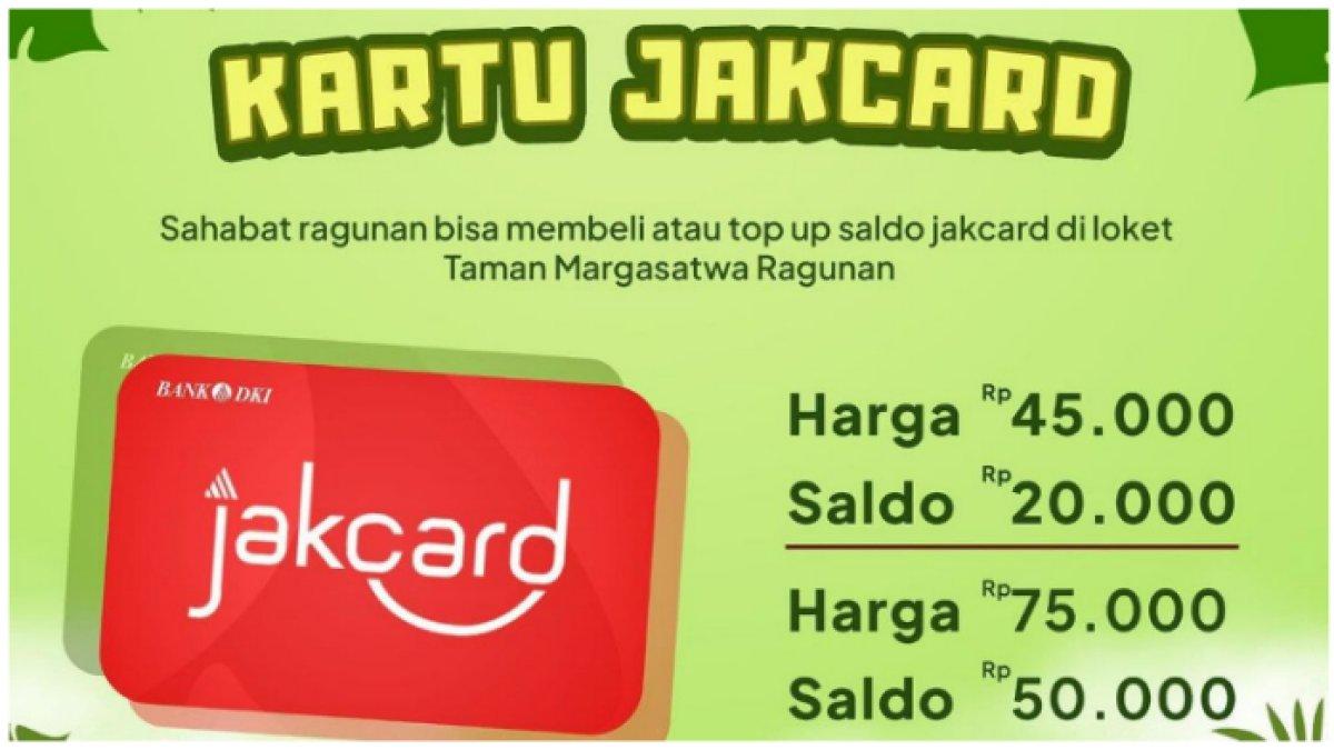 Tarif saldo Jakcard untuk masuk Taman Margasatwa Ragunan 