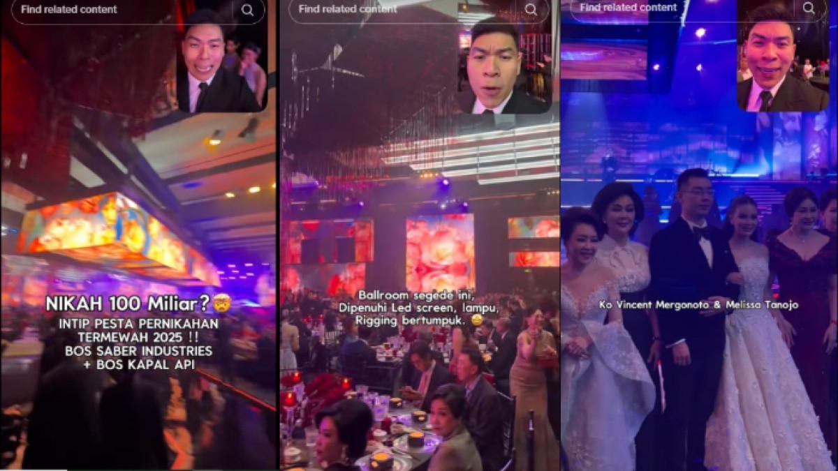 PERNIKAHAN MEWAH - TikToker Andy Sugar ungkap pernikahan mewah Vincent Mergonoto dan Melissa Tanojo. Vincent Mergonoto adalah bos Kapal Api.