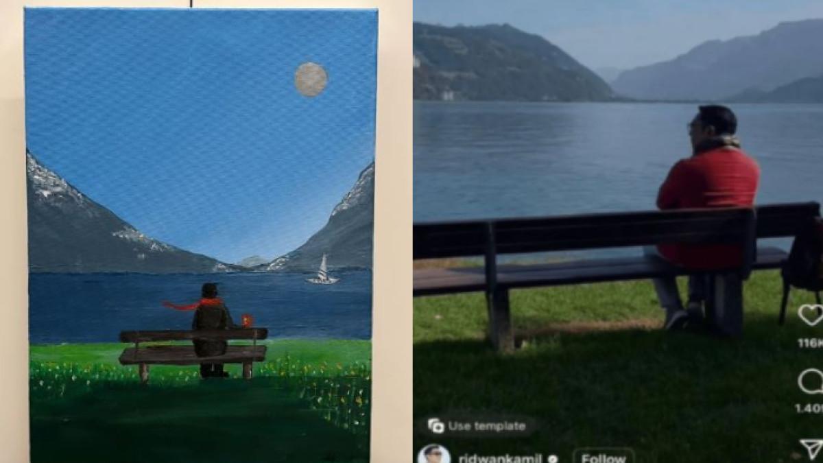 LUKISAN AURA KASIH - Lukisan Aura Kasih disorot lantaran memiliki kesamaan dengan unggahan Ridwan Kamil, bukti kuat adanya hubungan spesial?