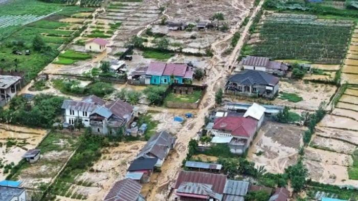 BANJIR DI ACEH TENGAH - Kondisi banjir bandang di Aceh Tengah dilihat dari udara baru-baru ini.