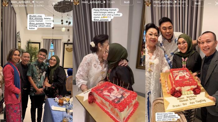 Umi Kalsum dan Ayah Rojak bertemu para tamu di acara pesta ulang tahun Erna Gunawan