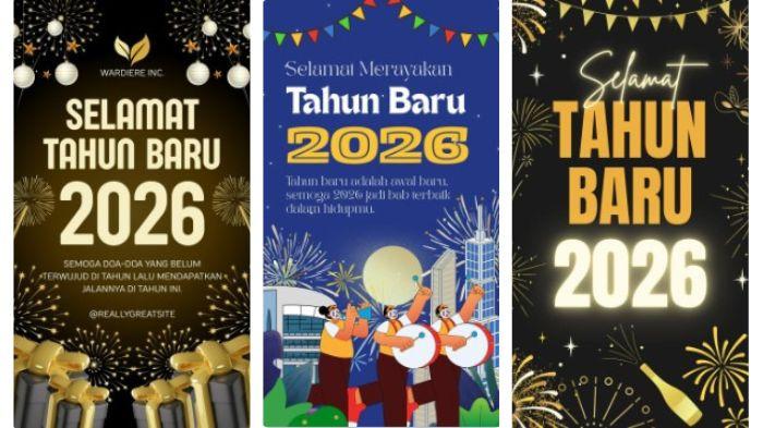 POSTER TAHUN BARU - Kumpulan poster Tahun Baru 2026 yang bisa dibagikan sebagai ucapan di media sosial.