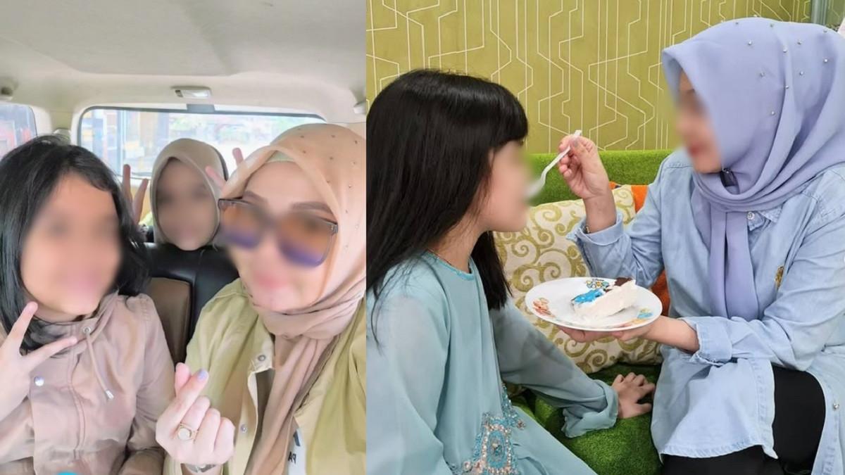 IBU DIBUNUH ANAK - Kolase potret Faizah Soraya saat rayakan ultah AI yang kini menjadi pembunuhnya. Faizah tak pernah absen ucapkan ultah untuk AI