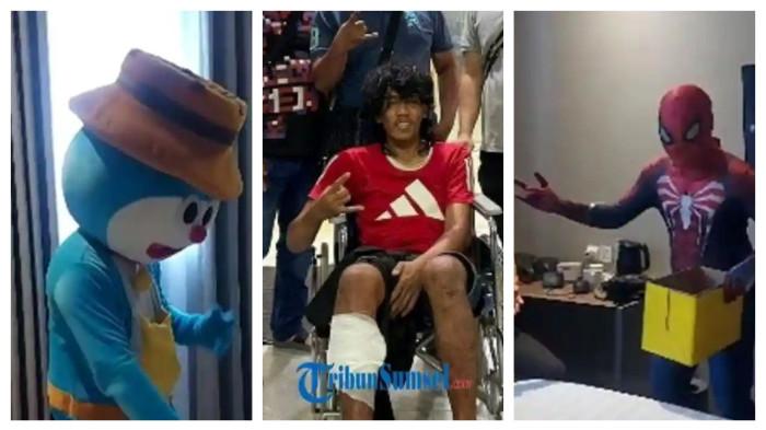 RAJA CURANMOR PALEMBANG - Aksi penyamaran berhasil, Raja Curanmor Palembang bernama Jodi Iskandar (26) tak berkutik saat ditangkap dua polisi yang menyamar jadi badut Doraemon dan Spider-Man. Selama ini Jodi Iskandar sudah 5 kali masuk penjara dan mencuri motor sebanyak 255 kali.