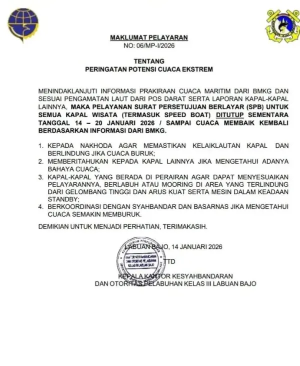 Pelabuhan Labuan Bajo tutup sementara layanan kapal wisata