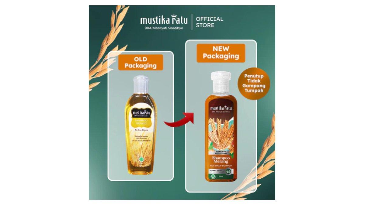 Ilustrasi packaging terbaru dari Mustika Ratu Shampoo Merang 75ml untuk atasi masalah ketombe