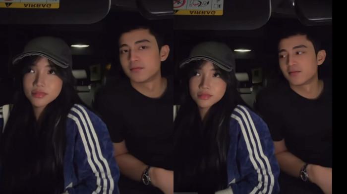 KONTEN BERDUA - Selebgram Fuji dan pemuda bernama Eldyn di dalam mobil dicapture Kamis (15/1/2026). 