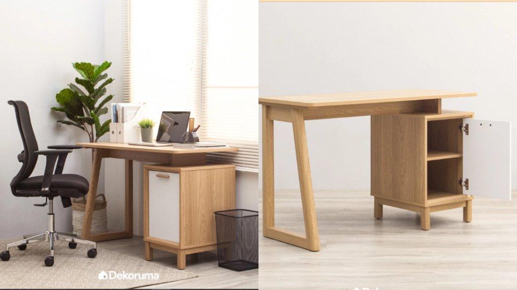 Dekoruma Kato Meja Belajar Minimalis | Meja Kerja Kayu dengan Laci