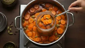 Adding lemon to carrot murabba