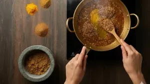 Cooking spices in oil