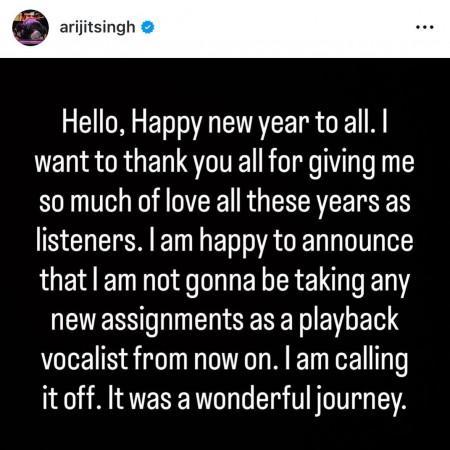 Arijit Singh retires from playback singing, days after singing for Salman Khan's Battle of Galwan; fans say 'end of an era'