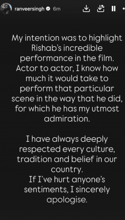 Ranveer Singh apologises for hurting religious sentiments after mimicking Rishab Shetty's Kantara Daiva scene, calling it female ghost