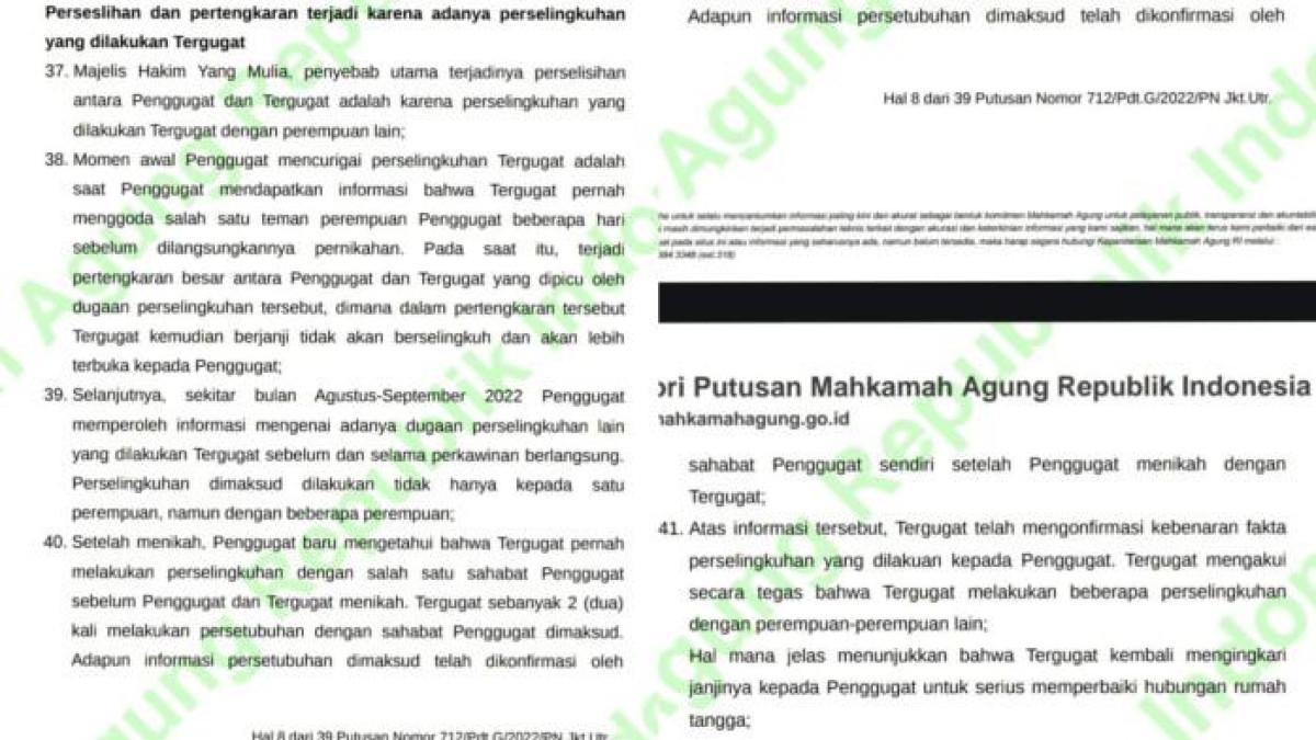 REZA ARAP CERAI - Dokumen putusan cerai diduga milik Reza Arap bocor, mengungkap detail perselingkuhan hingga dugaan persetubuhan dengan sahabat Wendy Walters.