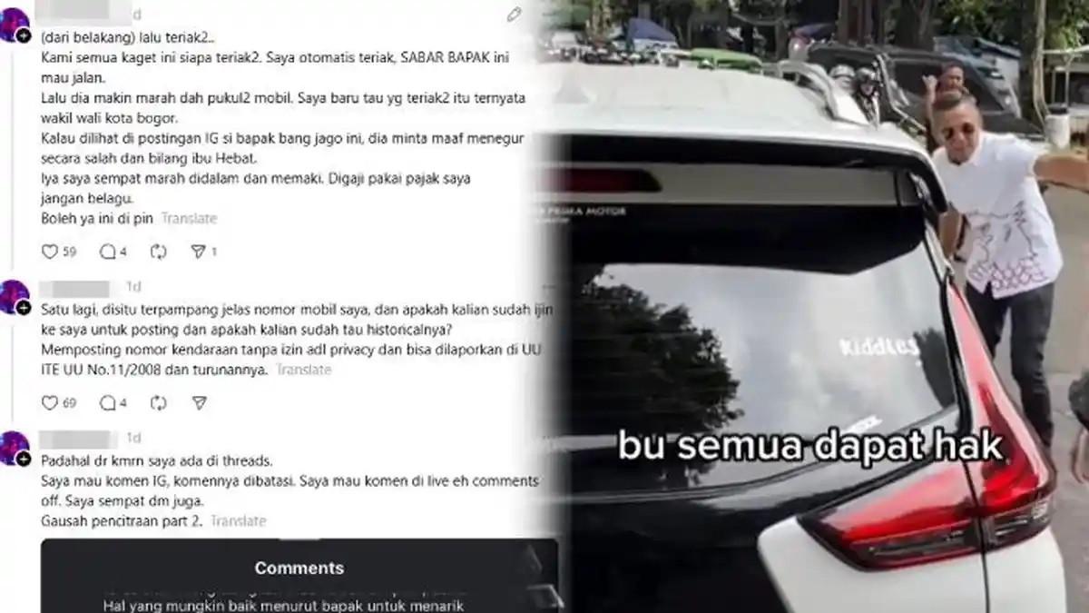 WAKIL WALI KOTA BOGOR URAI MACET - Curhat Warga Mobil Dipukul Wakil Wali Kota Bogor Saat Urai Macet: Digaji Pakai Pajak Jangan Belagu