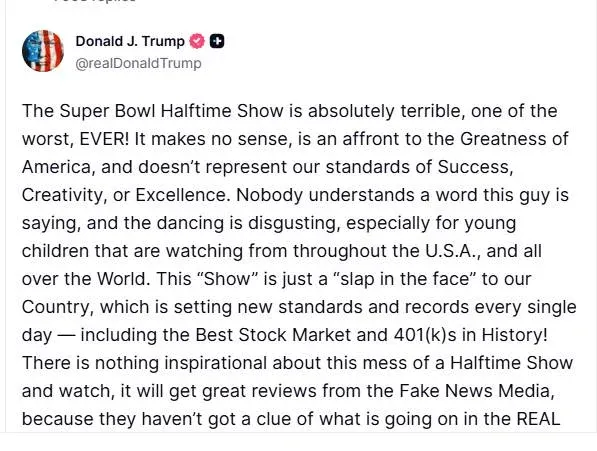 Super Bowl 2026: Bad Bunny faces harsh criticism from Donald Trump