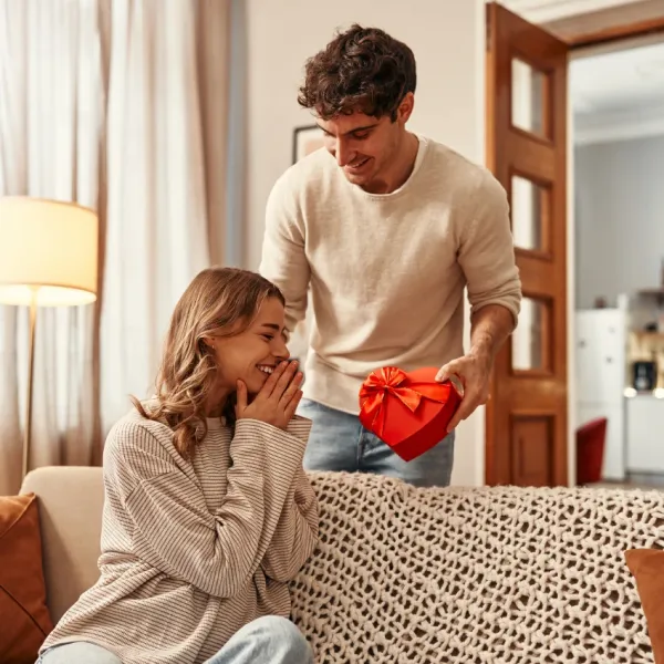 Man on a budget giving girlfriend Valentine's Day gift