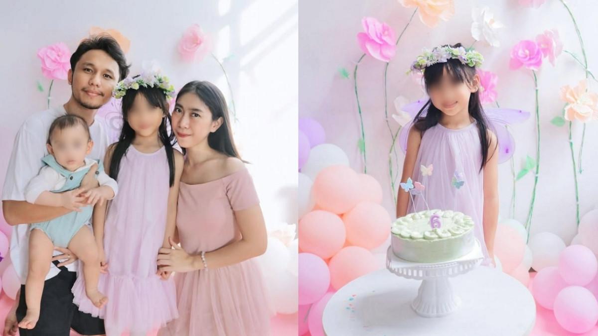 WNI KECELAKAAN DI SINGAPURA - Kolase potret Sheyna ketika merayakan ultah keenam pada akhir 2025