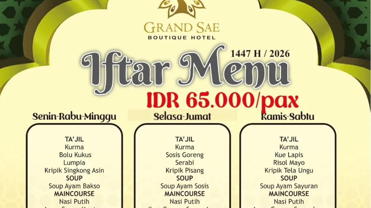Grand Sae Boutique Hotel, satu hotel di Laweyan Solo dengan menu bukber all you can eat Ramadan 2026.