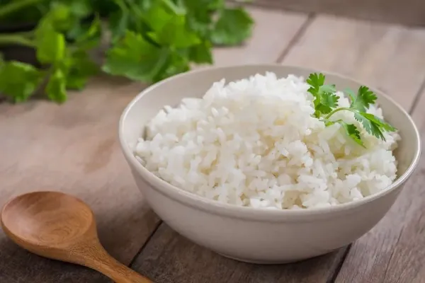 Ilustrasi nasi putih White rice in bowl