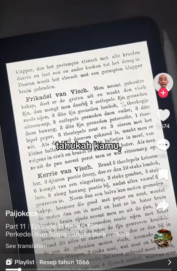 Buku Resep Hindia-Belanda Tahun 1866 Ditemukan! Ini Menu Menariknya