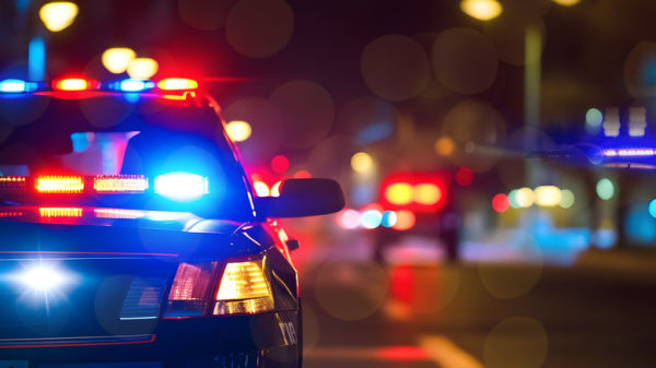 A police car on the road.