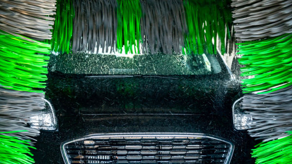 Car going through an automated car wash