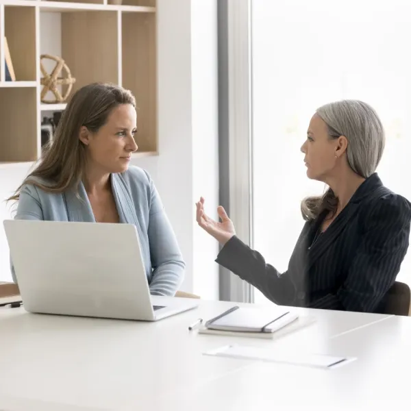 woman setting workplace boundaries with boss