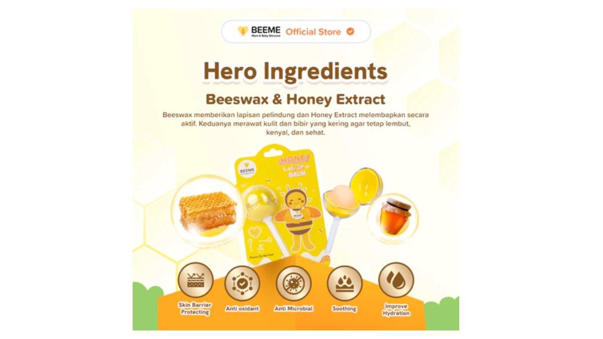 Ilustrasi kandungan utama Beeme Honey Lollipop Balm