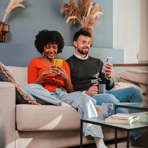 couple who have a happy relationship because they communicate through memes